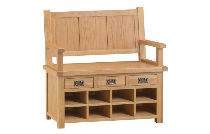 Burford Rustic Oak Collection - Burford Rustic Oak Monks Bench