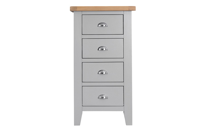 Chest Of Drawers - Regency Grey Painted 4 Drawer Narrow Chest 
