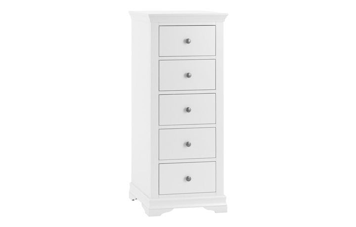 Chest Of Drawers - Salthouse White Painted 5 drawer Wellington Chest
