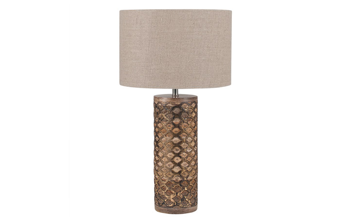 Lighting Range (PLL) - PLL195 Wood and Gold Leaf Cylinder Table Lamp