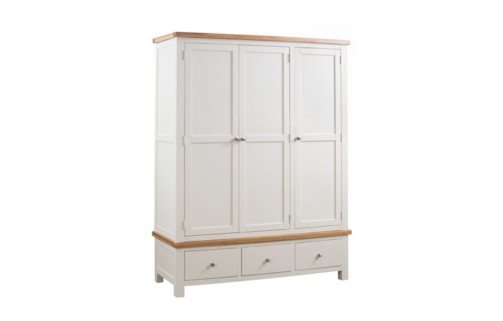 Painted 3 Door Wardrobes - Lavenham Painted Triple Wardrobe With 3 Drawers