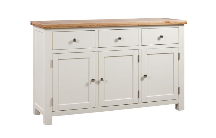 Lavenham Ivory, White, Cobblestone & Raven Painted Furniture Collection - Lavenham Painted 3 Door Sideboard