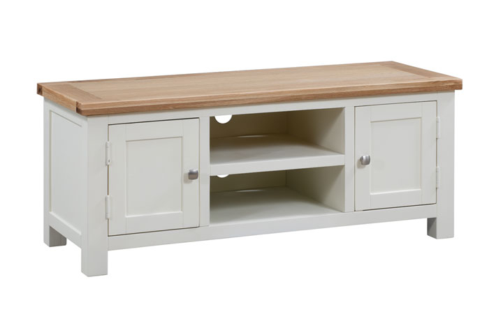 Lavenham Ivory, White, Cobblestone & Raven Painted Furniture Collection - Lavenham Painted Large TV Unit