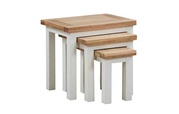 Lavenham Ivory, White, Cobblestone & Raven Painted Furniture Collection - Lavenham Painted Nest Of 3 Tables