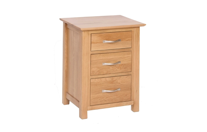 Oak 3 Drawer Bedside Cabinets - Woodford Solid Oak 3 Drawer High Bedside