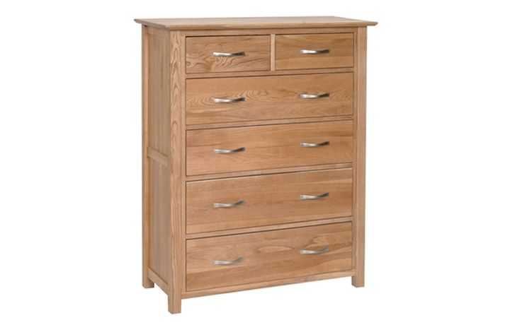 Chest Of Drawers - Woodford Solid Oak 2 Over 4 Chest Of Drawers