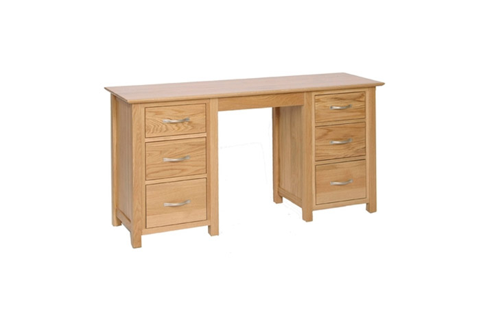 Woodford Solid Oak Collection - Woodford Solid Oak Double Pedestal Dressing Table