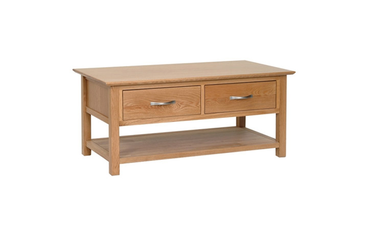 Oak Coffee Tables with Drawers - Woodford Solid Oak Coffee Table With Drawers