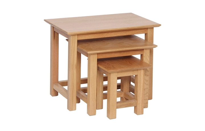 Woodford Solid Oak Collection - Woodford Solid Oak Nest Of 3 Tables