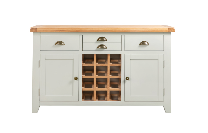 Sideboards & Cabinets - Eden Grey Painted Large Sideboard With Wine Rack