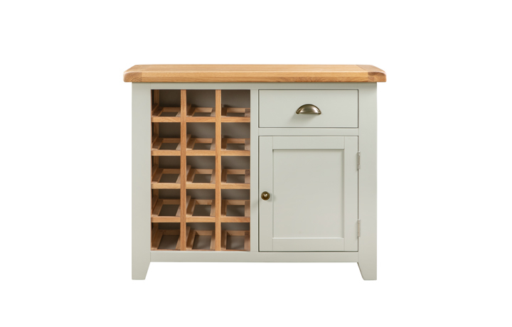 Sideboards & Cabinets - Eden Grey Painted Small Sideboard With Wine Rack