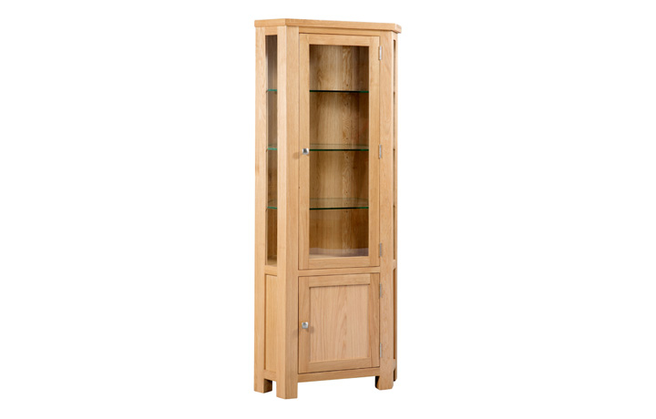 Oak Glazed Display Cabinets - Lavenham Oak Glazed Corner Display Cabinet