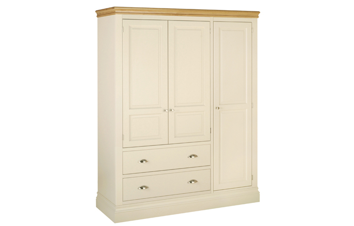 Painted 3 Door Wardrobes - Barden Painted Triple Wardrobe With Drawers