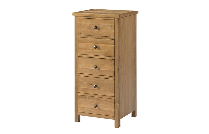 Thornby Oak Collection - Thornby Oak 5 Drawer Tall Wellington Chest