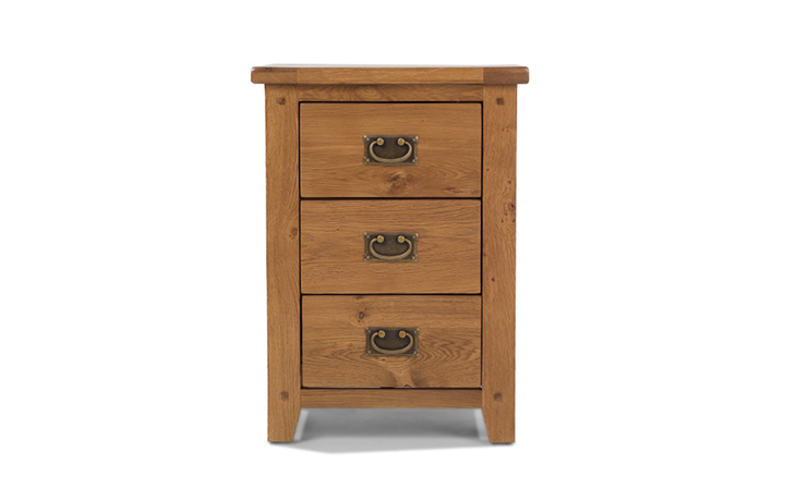 Oak 3 Drawer Bedside Cabinets - Knebworth Rustic Oak 3 Drawer Bedside