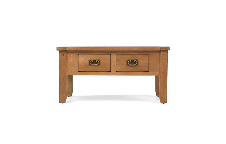 Knebworth Rustic Oak Collection - Knebworth Small Rustic Oak Coffee Table With Drawers
