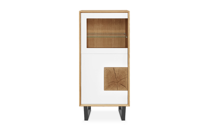 Annika Modern Oak Collection - Annika Modern Oak Glazed Display Cabinet With 2 Doors