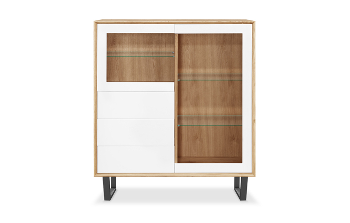 Annika Modern Oak Collection - Annika Modern Oak Small Glazed 2 Door 3 Drawer Display Cabinet