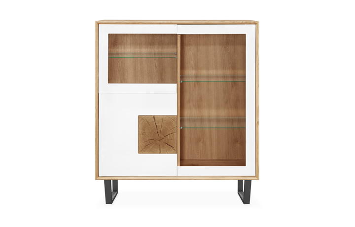 Annika Modern Oak Collection - Annika Modern Oak Small Glazed 3 Door Display Cabinet
