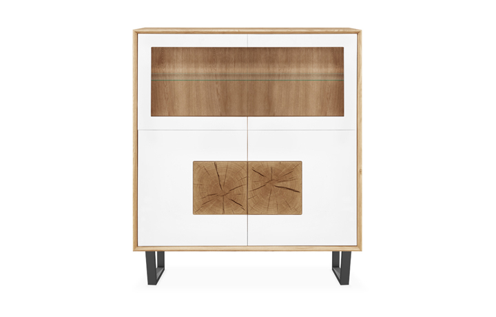 Annika Modern Oak Collection - Annika Modern Oak Small Glazed 4 Door Display Cabinet