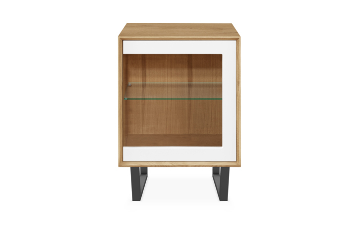 Annika Modern Oak Collection - Annika Modern Oak 1 Door Mini Sideboard - Glazed Door