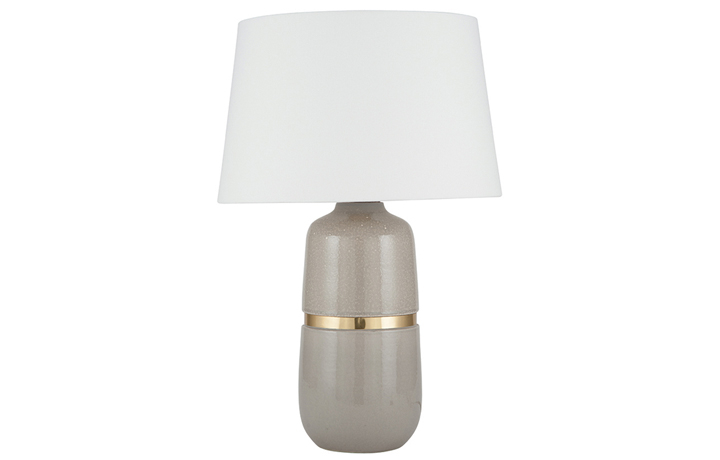 Lighting Range (PLL) - PLL201 Grey Glaze Ceramic With Gold Metal Band Table Lamp