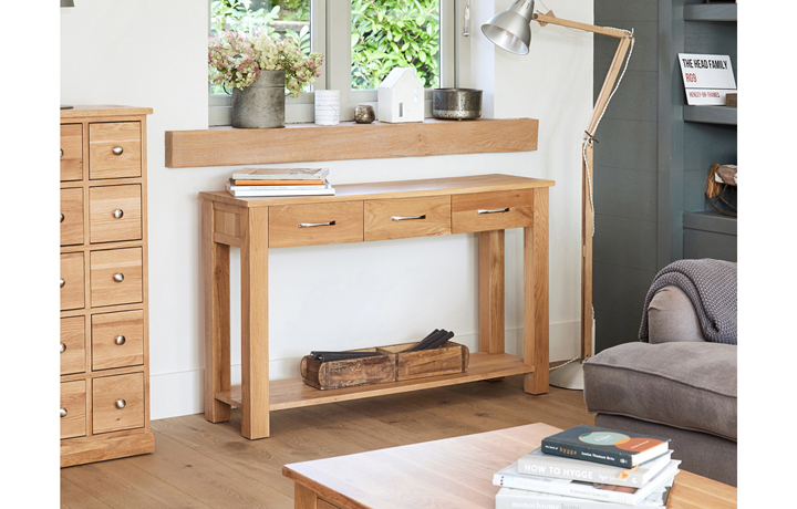 Pacific Oak Furniture Range - Pacific Oak 3 Drawer Console Table