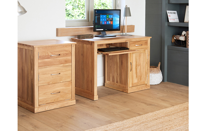 Office Furniture - Pacific Oak Single Pedestal Computer Desk