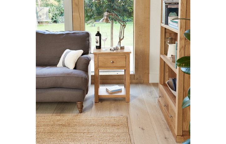 Oak Coffee Tables - Pacific Oak Lamp Table With Drawer