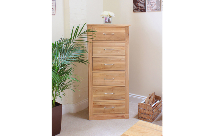 Oak Chest Of Drawers - Pacific Oak 6 Drawer Wellington