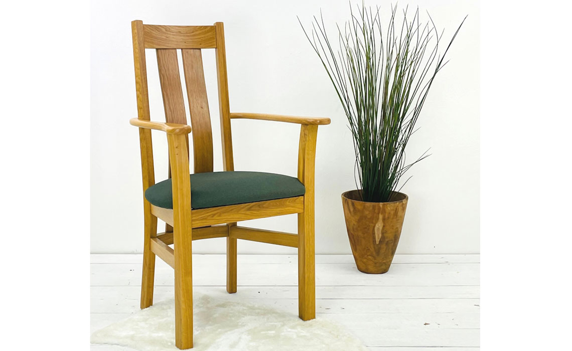 York Oak Dining Chair Collection - York Solid Oak Bergen Dining Carver Chair