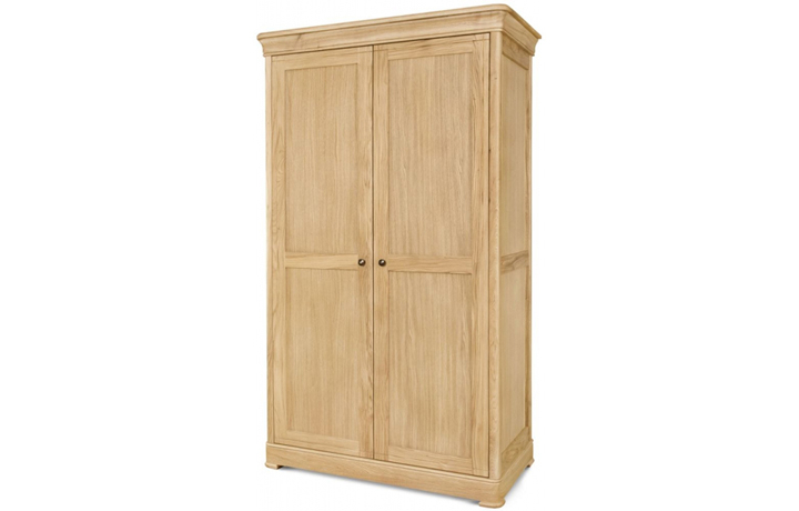 Oak 2 Door Wardrobe - Lancaster Solid Oak Full Hanging Double Wardrobe