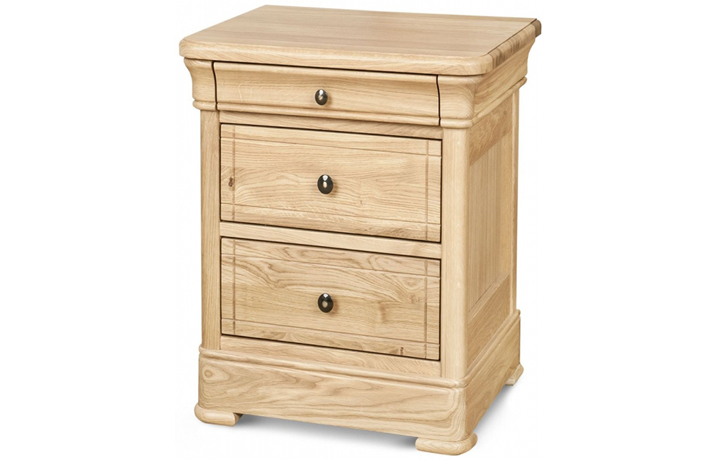Lancaster Solid Oak Collection - Lancaster Solid Oak 3 Drawer Compact Bedside Cabinet