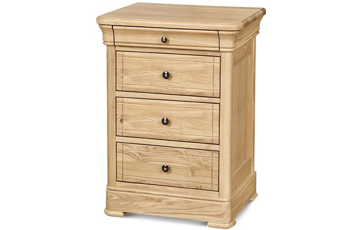 Oak 3 Drawer Bedside Cabinets - Lancaster Solid Oak 4 Drawer Wide Bedside Cabinet