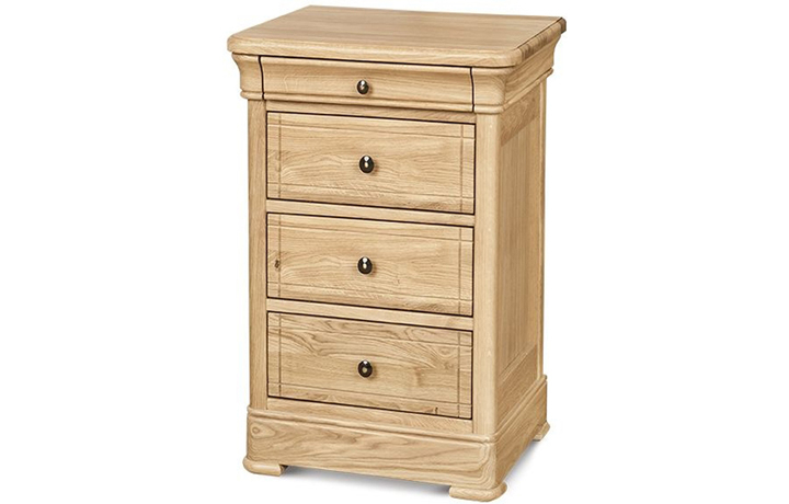 Oak 3 Drawer Bedside Cabinets - Lancaster Solid Oak 4 Drawer Compact Bedside Cabinet
