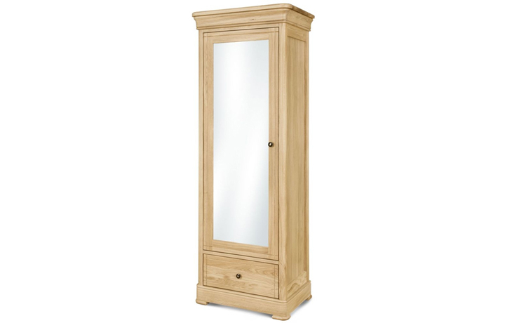 Oak Single Door Wardrobe - Lancaster Solid Oak Single Wardrobe With Mirror