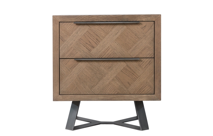Marconi Industrial Oak Collection - Marconi Patterned Oak Bedside Cabinet 