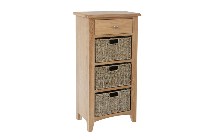 Columbus Oak Furniture Range - Columbus Oak 1 Drawer 3 Basket Unit