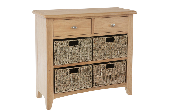 Columbus Oak Furniture Range - Columbus Oak 2 Drawer 4 Basket Sideboard