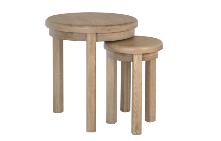 Ambassador Oak Collection - Ambassador Oak Round Nest Of 2 Tables