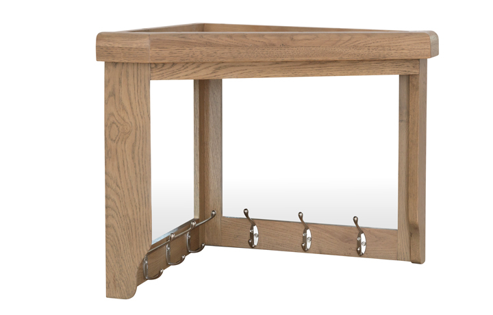 Oak Mirrors - Ambassador Oak Corner Mirror With Coat Hooks