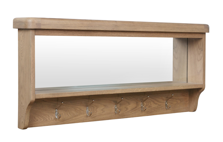 Ambassador Oak Collection - Ambassador Oak Hall Mirror With Coat Hooks