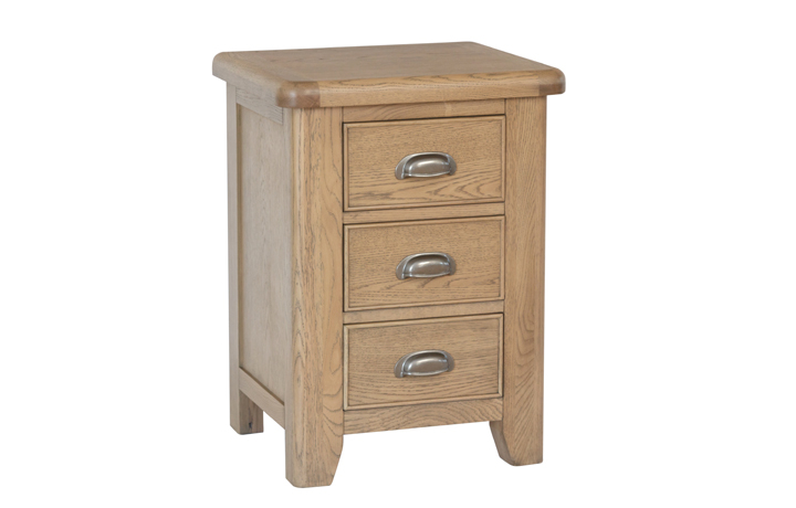 Oak 3 Drawer Bedside Cabinets - Ambassador Oak 3 Drawer Large Bedside Cabinet