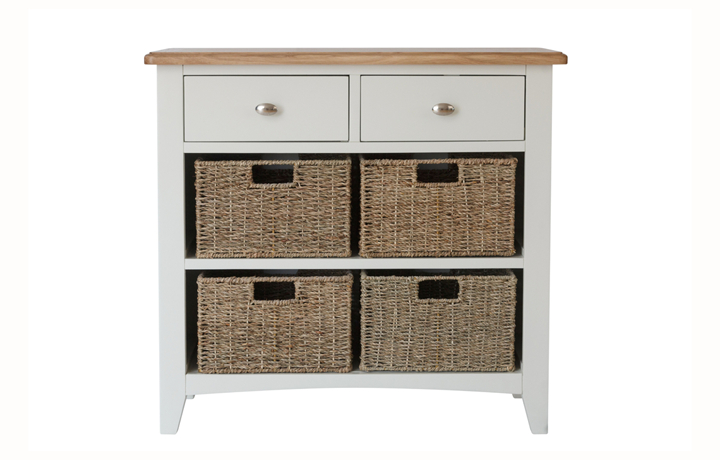 Sideboards & Cabinets - Columbus White 2 Drawer 4 Basket Unit