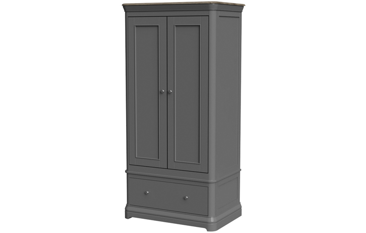 Wardrobes - Victoria Slate Painted 2 Door Gents Double Wardrobe