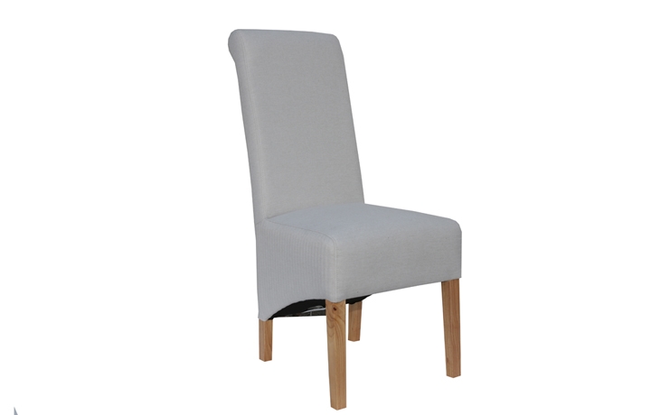 Upholstered Dining Chairs - Highcliffe Natural Scroll Back Dining Chair