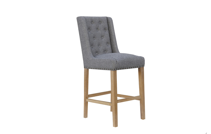 Chairs & Bar Stools - Westcliff Buttoned Bar Stool - Light Grey
