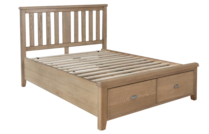 4ft6 Double Hardwood Bed Frames - Ambassador Oak 4ft6 Double Slatted Bed Frame With Drawers