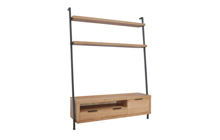 Ufford Industrial Oak Range - Ufford Industrial Oak Lean-To TV Bookcase