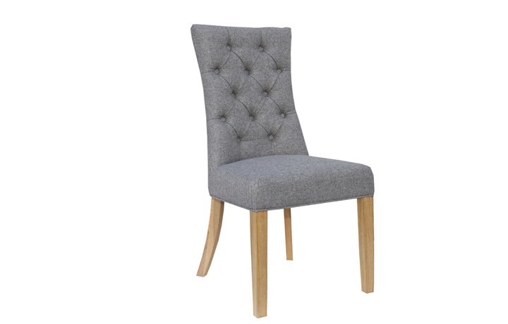 Chairs & Bar Stools - Phoebe Buttoned Dining Chair - Light Grey